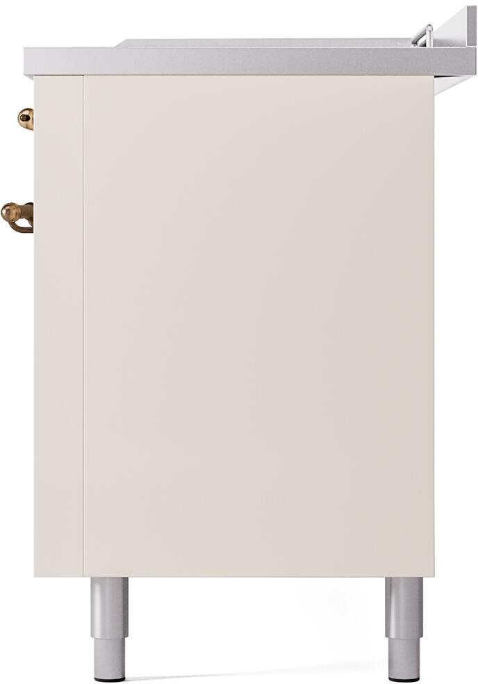 ILVE Nostalgie II 60-Inch Dual Fuel Freestanding Range in Antique White with Bronze Trim (UP60FSNMPAWB)