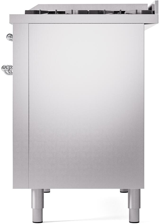 ILVE Nostalgie II 48-Inch Dual Fuel Freestanding Range in Stainless Steel with Chrome Trim (UP48FNMPSSC)