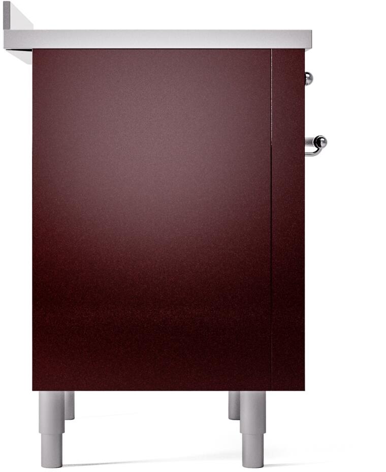 ILVE Nostalgie II 36-Inch Freestanding Electric Induction Range in Burgundy with Chrome Trim (UPI366NMPBUC)