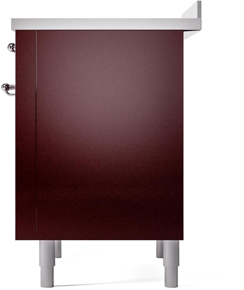 ILVE Nostalgie II 36-Inch Freestanding Electric Induction Range in Burgundy with Chrome Trim (UPI366NMPBUC)