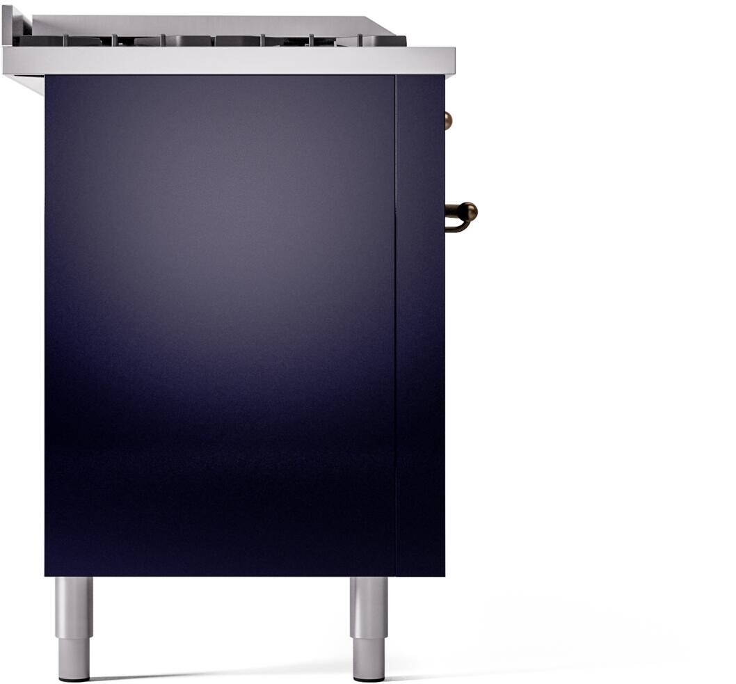 ILVE Nostalgie II 60-Inch Dual Fuel Freestanding Range in Midnight Blue with Bronze Trim (UP60FSNMPMBB)