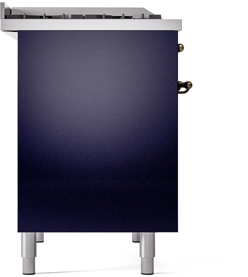 ILVE Nostalgie II 40-Inch Dual Fuel Freestanding Range in Midnight Blue with Bronze Trim (UPD40FNMPMBB)