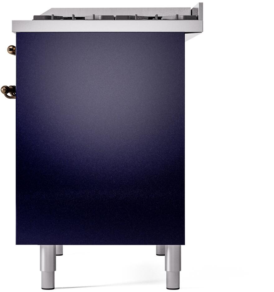 ILVE Nostalgie II 40-Inch Dual Fuel Freestanding Range in Midnight Blue with Bronze Trim (UPD40FNMPMBB)