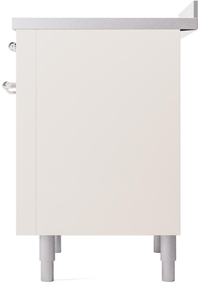 ILVE Nostalgie II 36-Inch Freestanding Electric Induction Range in Antique White with Chrome Trim (UPI366NMPAWC)