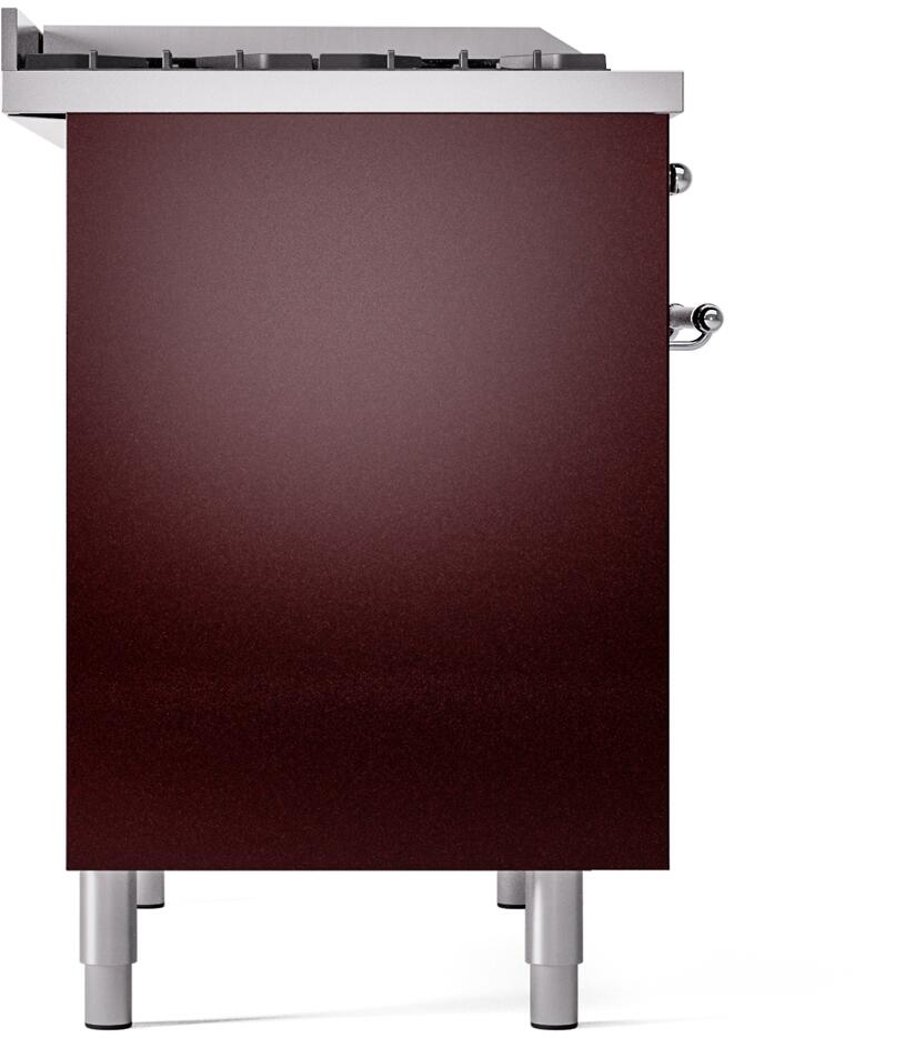 ILVE Nostalgie II 40-Inch Dual Fuel Freestanding Range in Burgundy with Chrome Trim (UPD40FNMPBUC)