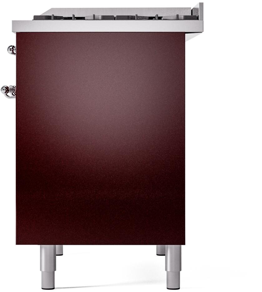 ILVE Nostalgie II 40-Inch Dual Fuel Freestanding Range in Burgundy with Chrome Trim (UPD40FNMPBUC)