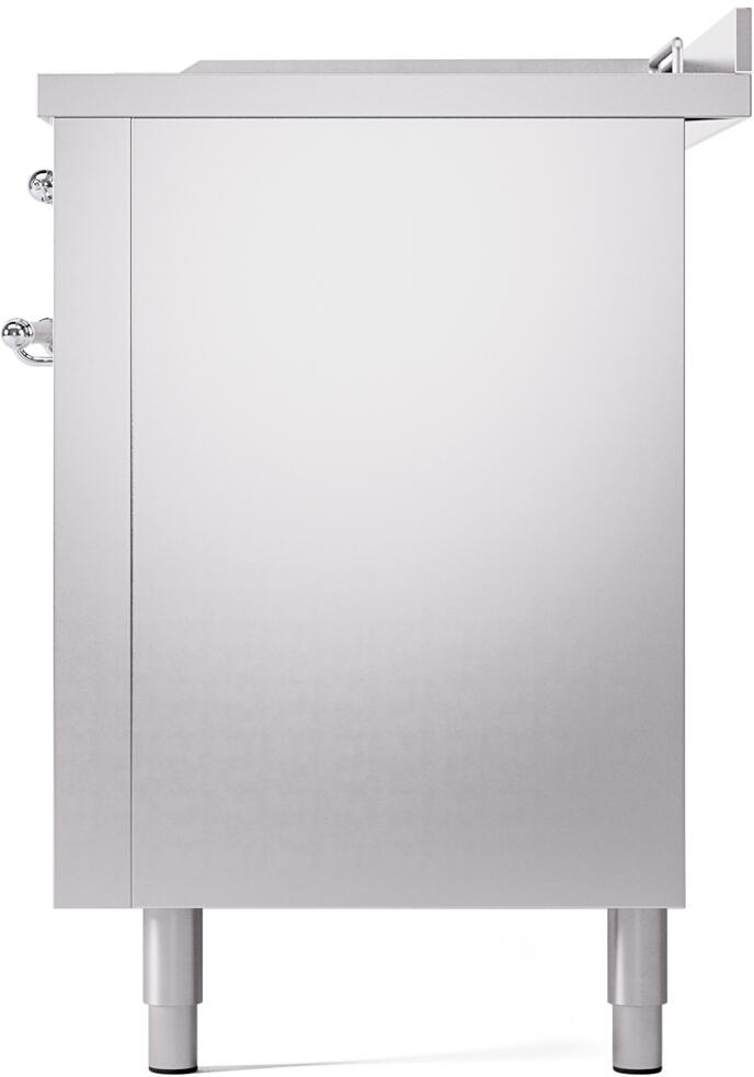 ILVE Nostalgie II 60-Inch Dual Fuel Freestanding Range in Stainless Steel with Chrome Trim (UP60FSNMPSSC)