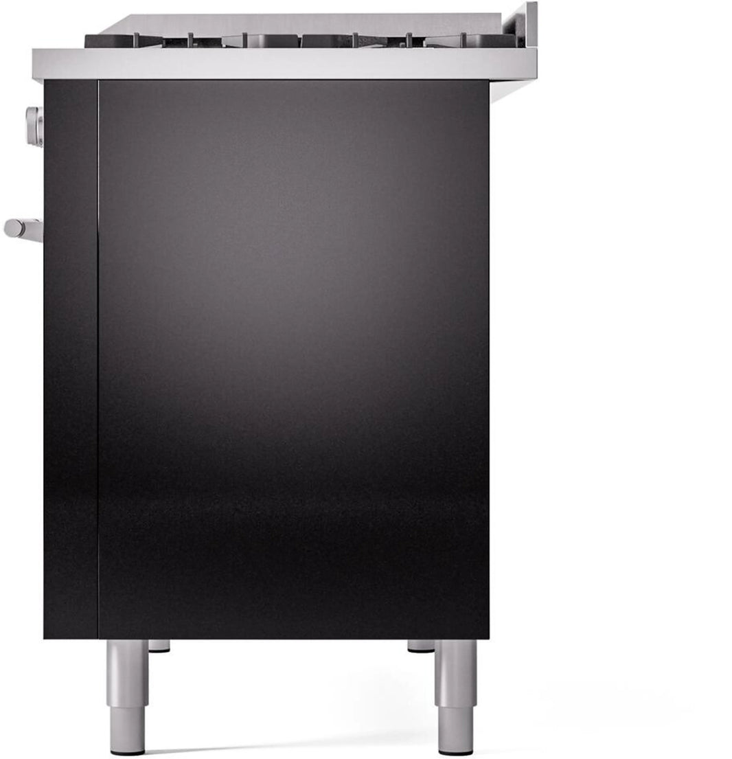 ILVE 48-Inch Professional Plus II Freestanding Dual Fuel Range with 8 Sealed Burner in Glossy Black (UP48FWMPBK)