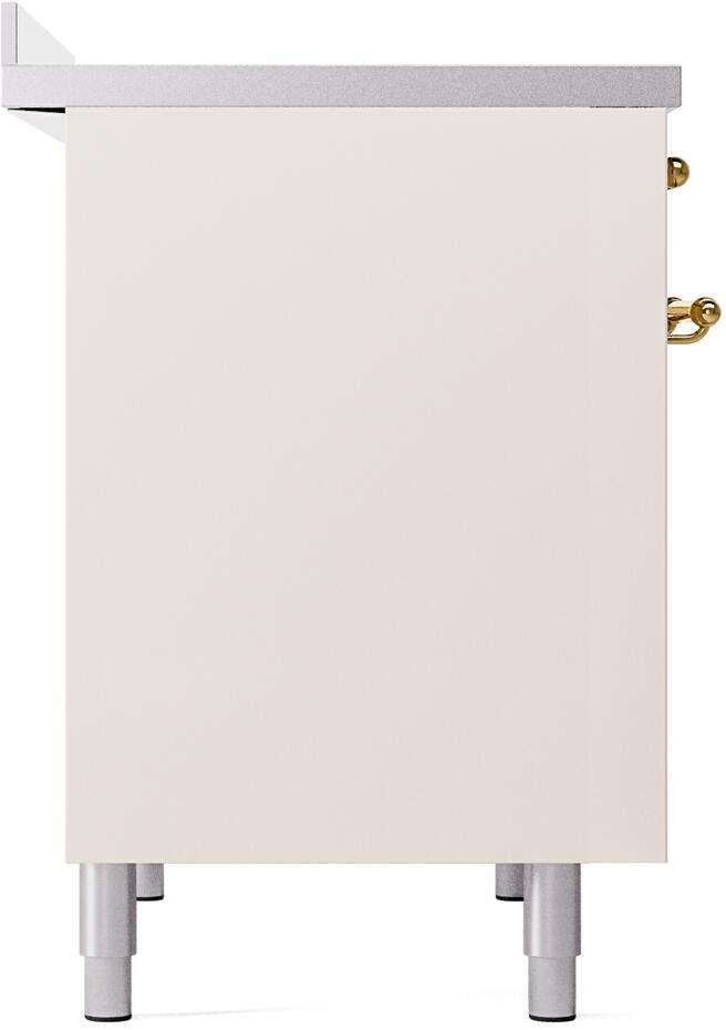 ILVE Nostalgie II 40-Inch Freestanding Electric Induction Range in Antique White with Brass Trim (UPDI406NMPAWG)