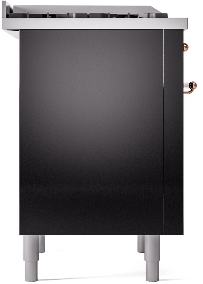 ILVE Nostalgie II 36-Inch Dual Fuel Freestanding Range in Glossy Black with Copper Trim (UP36FNMPBKP)