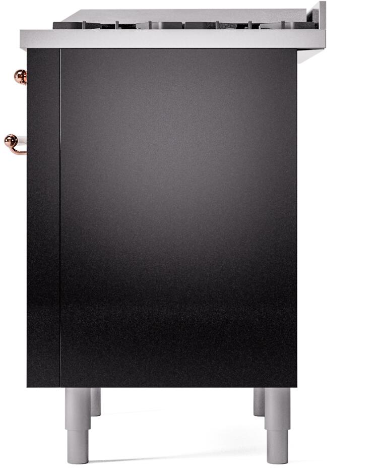 ILVE Nostalgie II 36-Inch Dual Fuel Freestanding Range in Glossy Black with Copper Trim (UP36FNMPBKP)