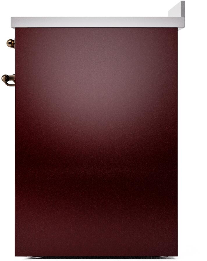 ILVE Nostalgie II 30-Inch Freestanding Electric Induction Range in Burgundy with Bronze Trim (UPI304NMPBUB)