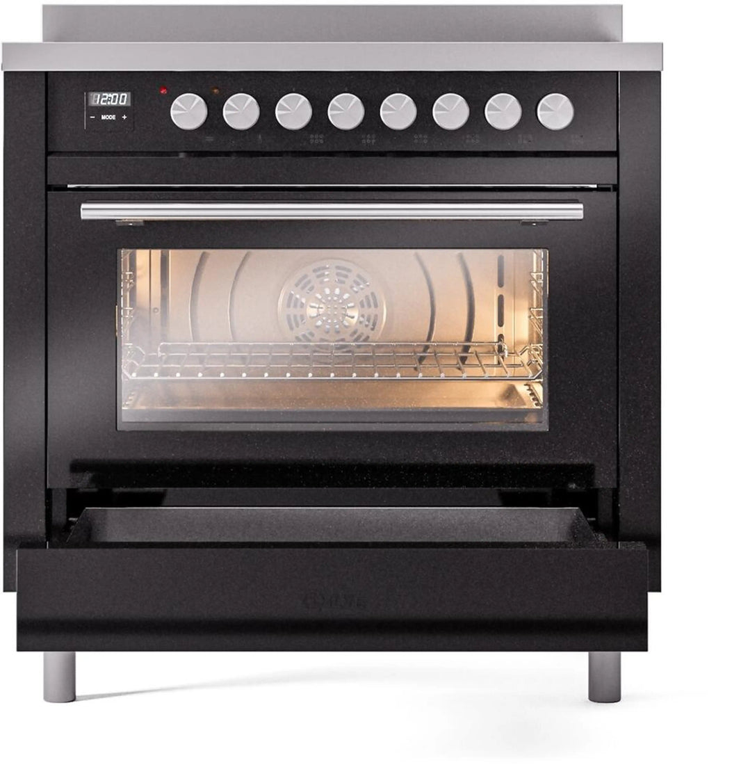 ILVE Professional Plus II 36-Inch Induction Range in Glossy Black (UPI366WMPBK)