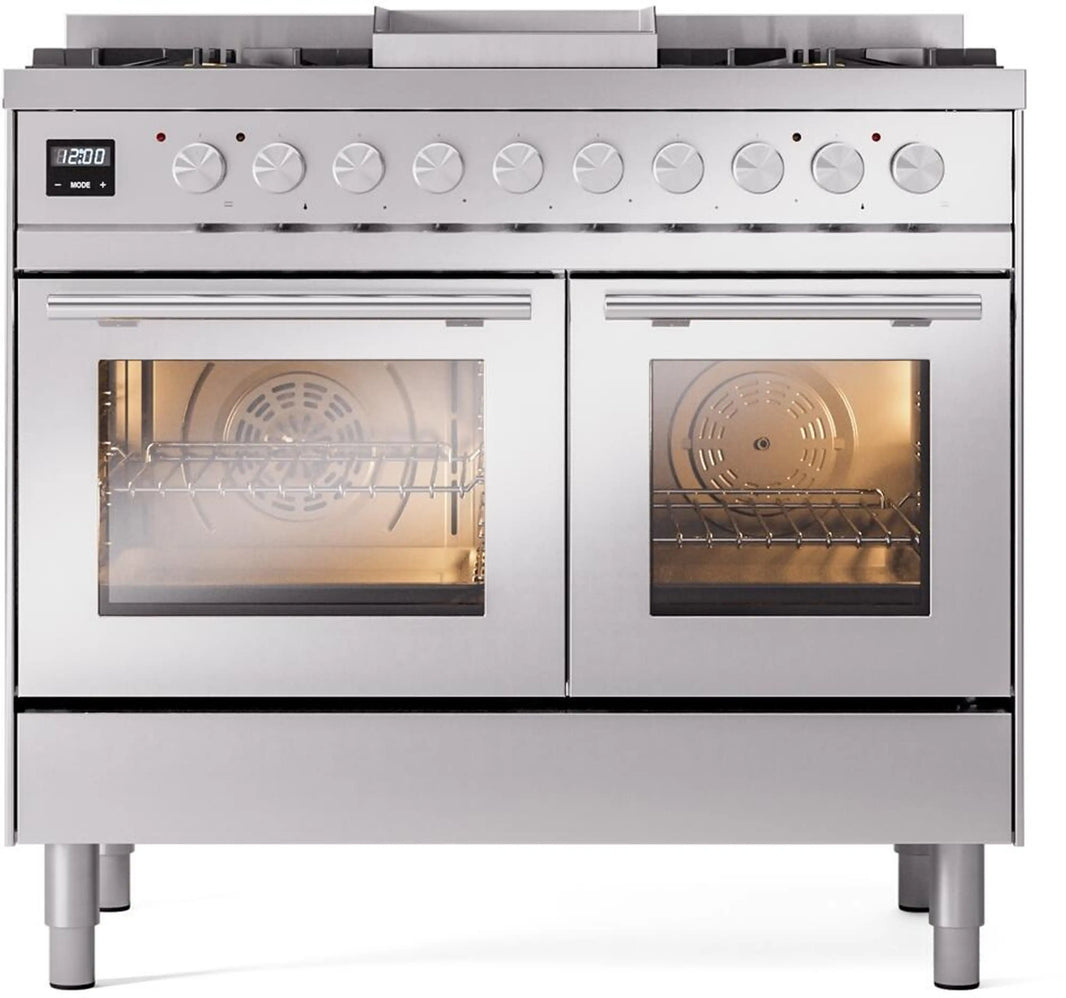 ILVE Professional Plus II 40-Inch Freestanding Dual Fuel Range with 6 Sealed Burner in Stainless Steel (UPD40FWMPSS)