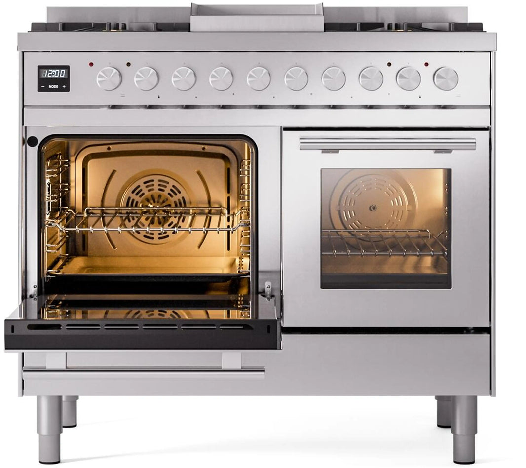 ILVE Professional Plus II 40-Inch Freestanding Dual Fuel Range with 6 Sealed Burner in Stainless Steel (UPD40FWMPSS)