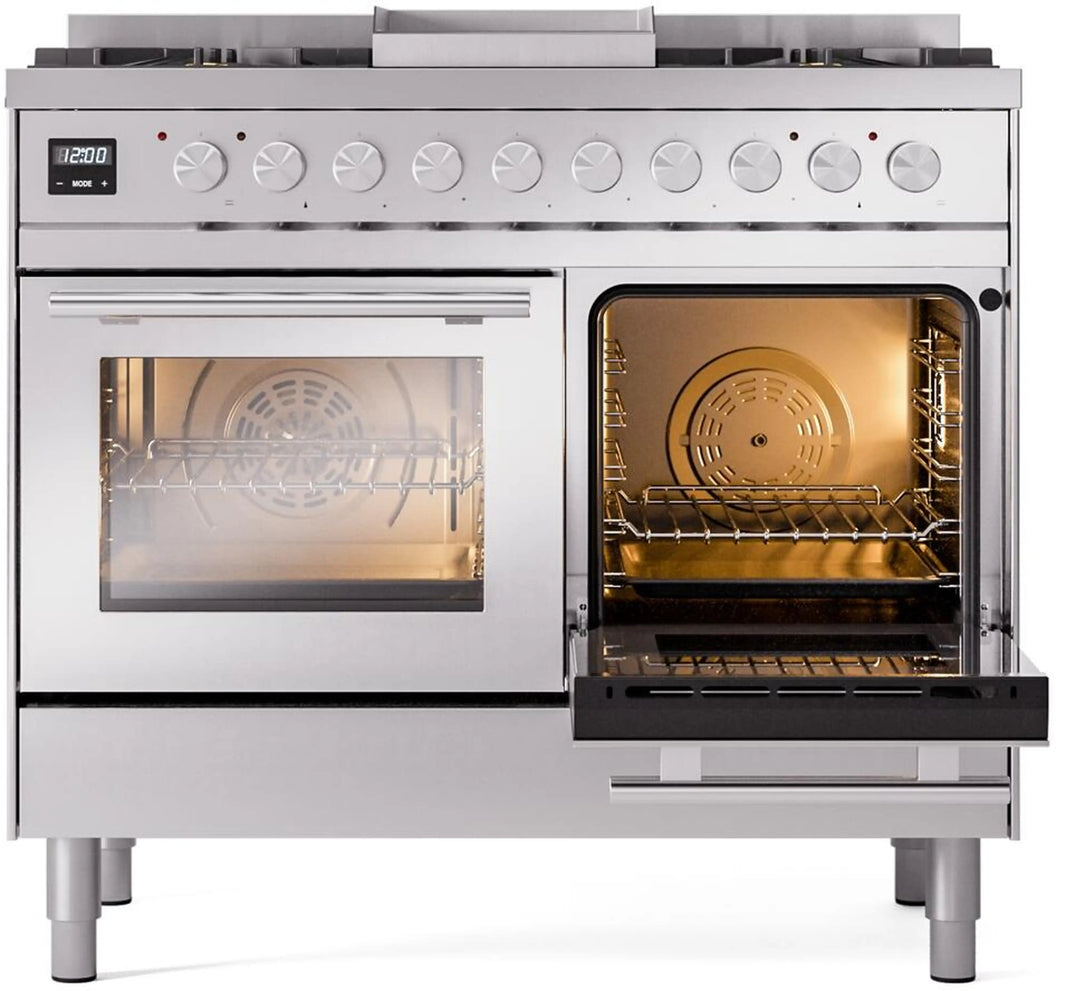 ILVE Professional Plus II 40-Inch Freestanding Dual Fuel Range with 6 Sealed Burner in Stainless Steel (UPD40FWMPSS)