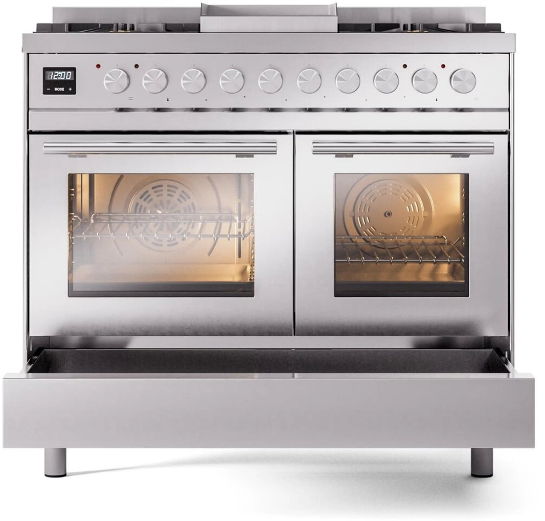 ILVE Professional Plus II 40-Inch Freestanding Dual Fuel Range with 6 Sealed Burner in Stainless Steel (UPD40FWMPSS)