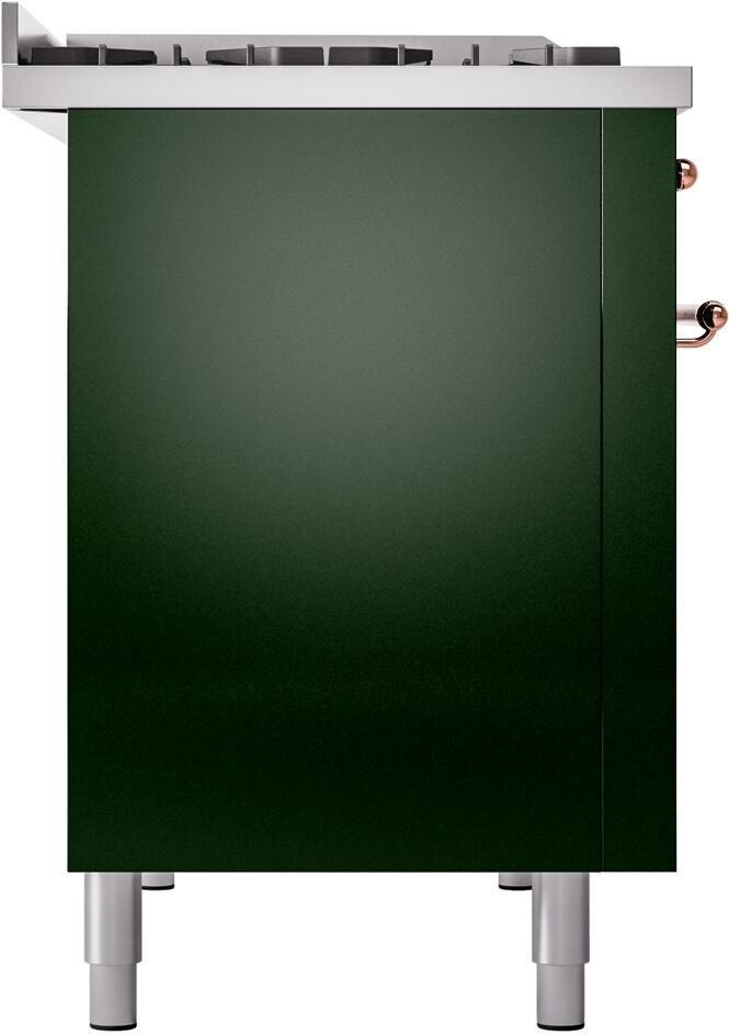 ILVE Nostalgie II 48-Inch Dual Fuel Freestanding Range in Emerald Green with Copper Trim (UP48FNMPEGP)