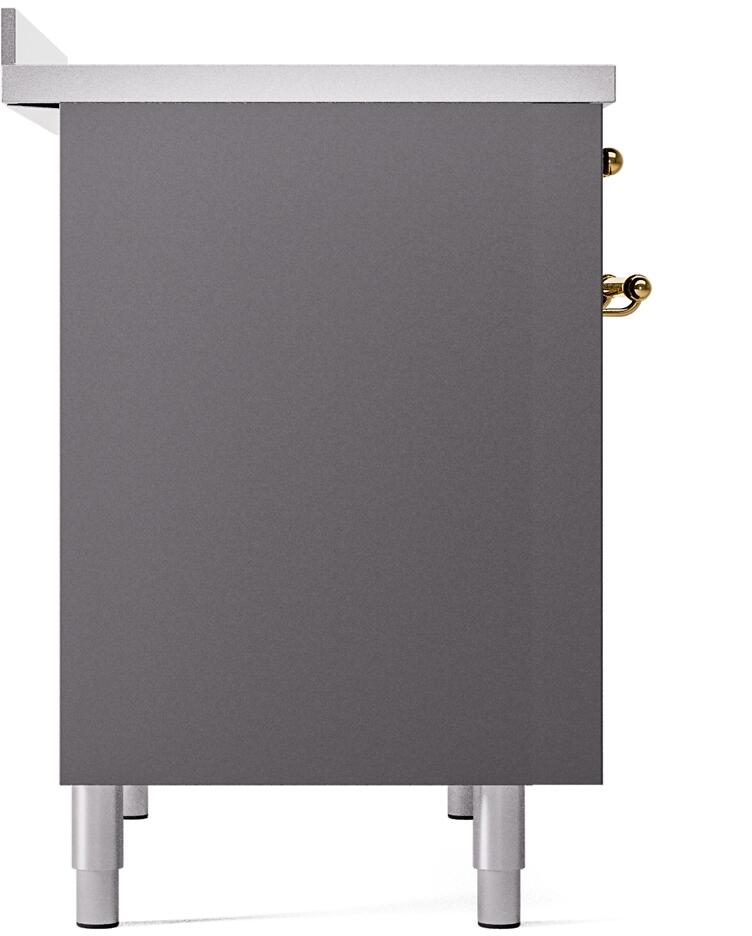 ILVE Nostalgie II 40-Inch Freestanding Electric Induction Range in Matte Graphite with Brass Trim (UPDI406NMPMGG)