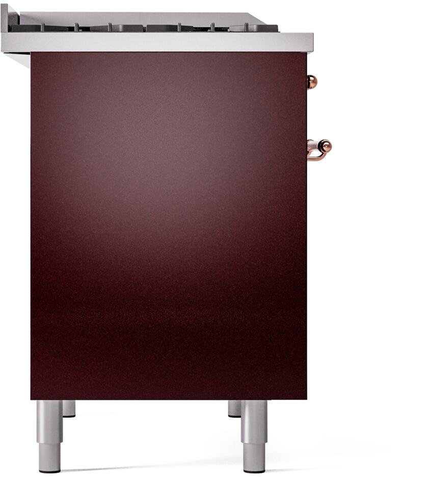 ILVE Nostalgie II 40-Inch Dual Fuel Freestanding Range in Burgundy with Copper Trim (UPD40FNMPBUP)