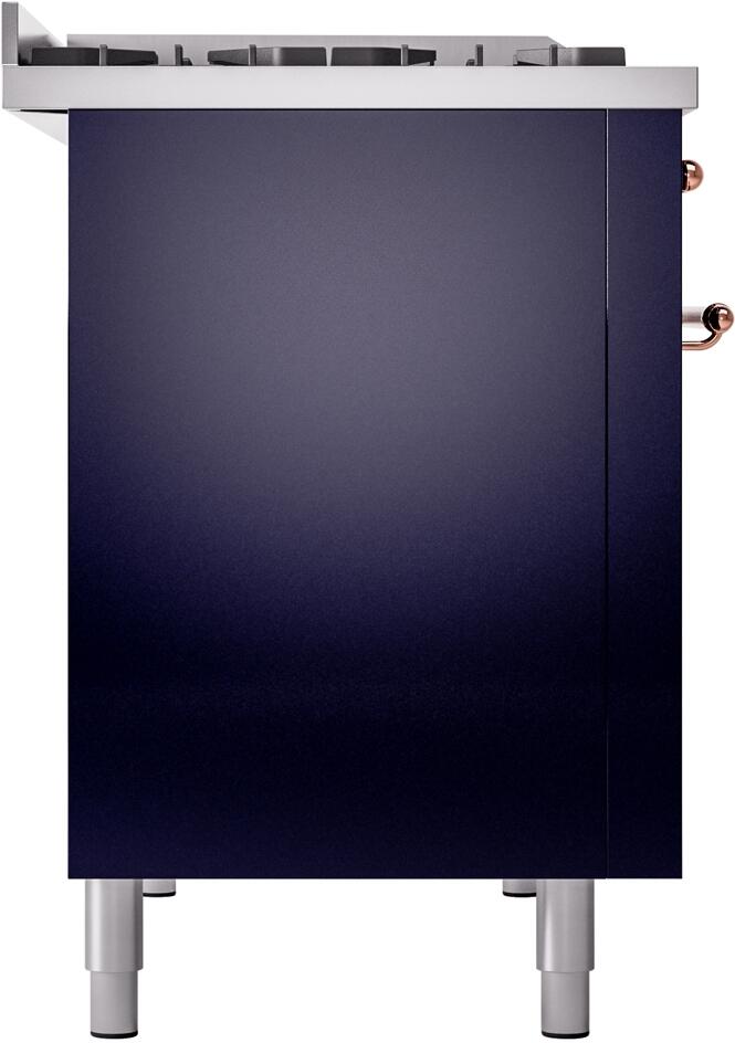 ILVE Nostalgie II 48-Inch Dual Fuel Freestanding Range in Midnight Blue with Copper Trim (UP48FNMPMBP)