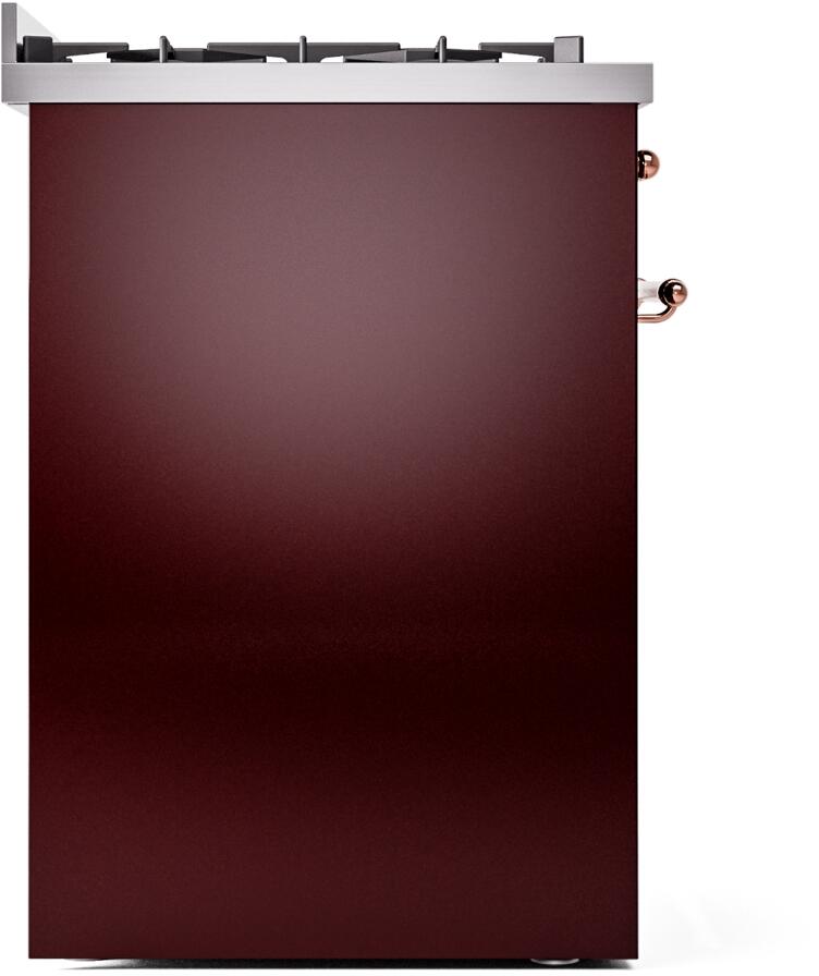 ILVE Nostalgie II 30-Inch Dual Fuel Freestanding Range in Burgundy with Copper Trim (UP30NMPBUP)