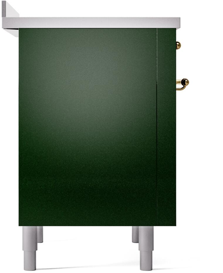 ILVE Nostalgie II 36-Inch Freestanding Electric Induction Range in Emerald Green with Brass Trim (UPI366NMPEGG)