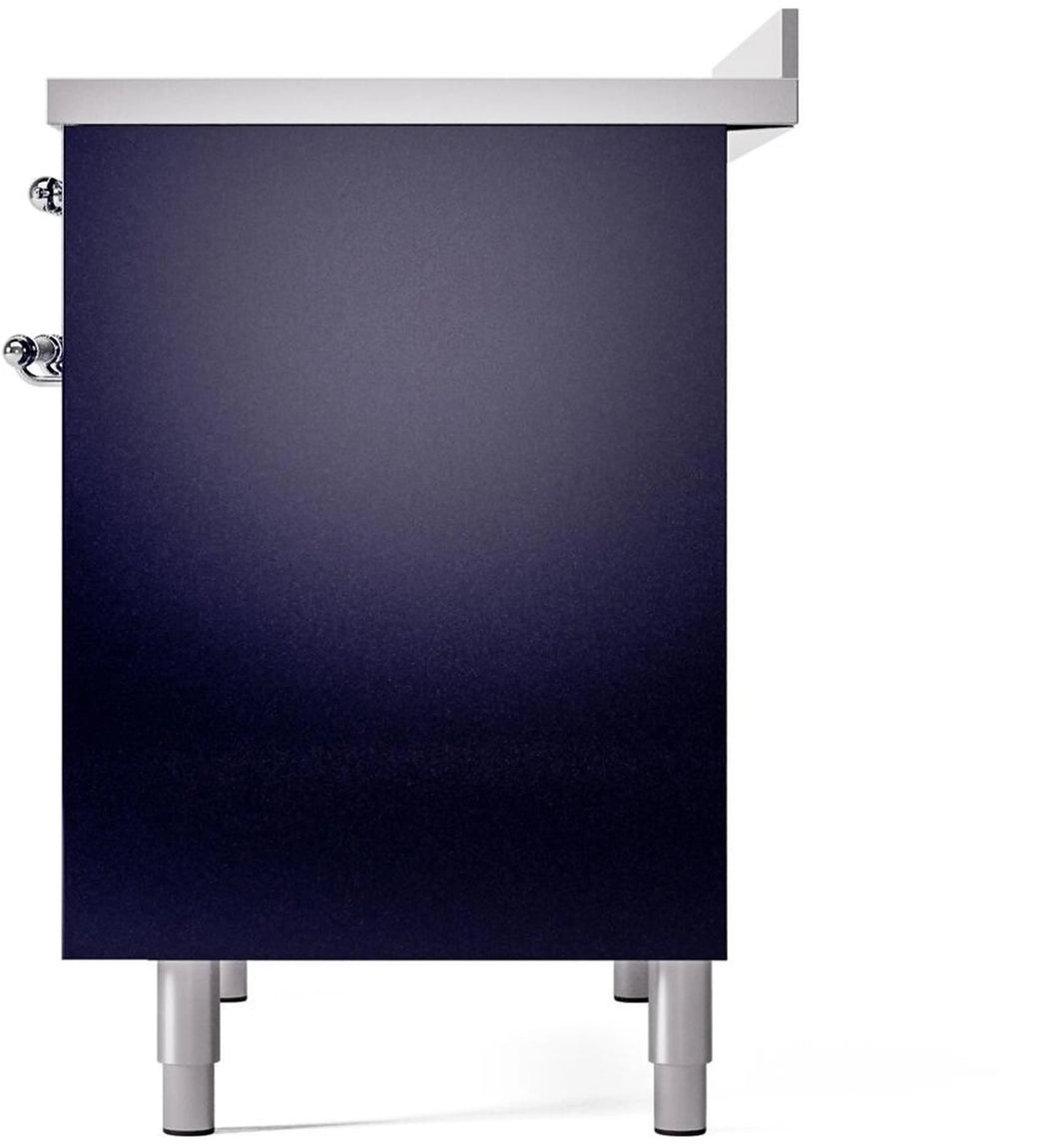 ILVE Nostalgie II 40-Inch Freestanding Electric Induction Range in Midnight Blue with Chrome Trim (UPDI406NMPMBC)