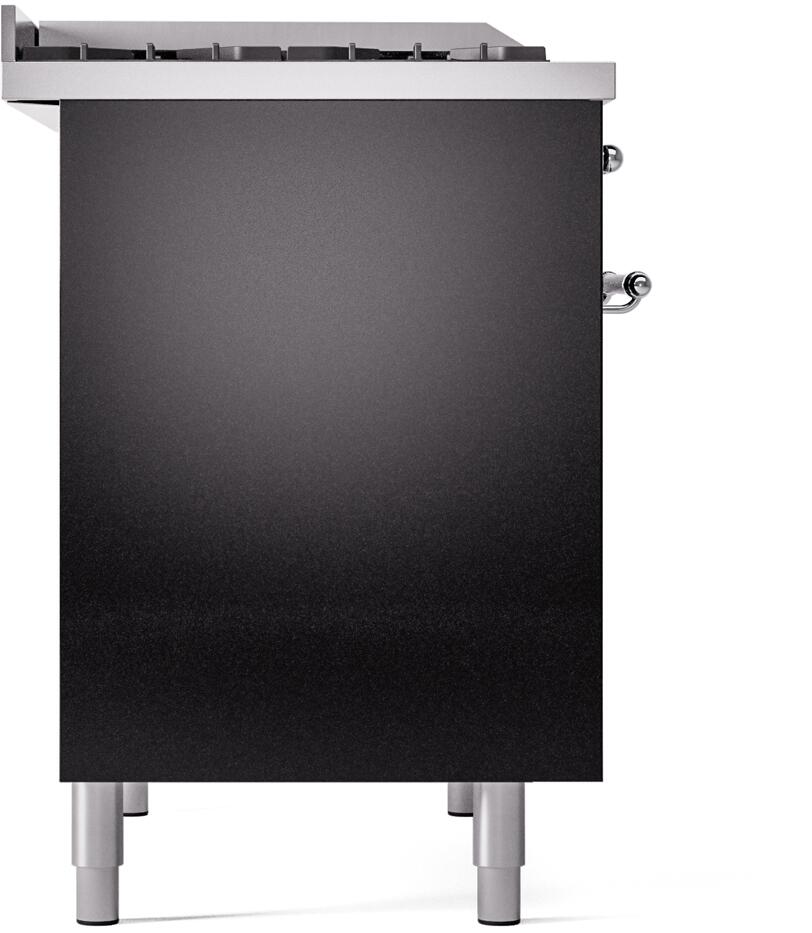 ILVE Nostalgie II 40-Inch Dual Fuel Freestanding Range in Glossy Black with Chrome Trim (UPD40FNMPBKC)