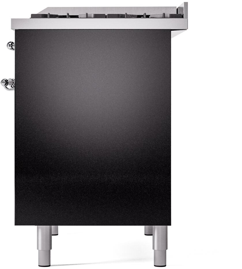 ILVE Nostalgie II 40-Inch Dual Fuel Freestanding Range in Glossy Black with Chrome Trim (UPD40FNMPBKC)