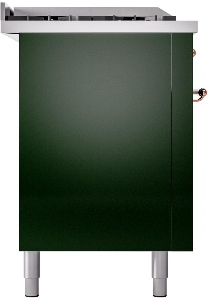 ILVE Nostalgie II 60-Inch Dual Fuel Freestanding Range in Emerald Green with Copper Trim (UP60FSNMPEGP)