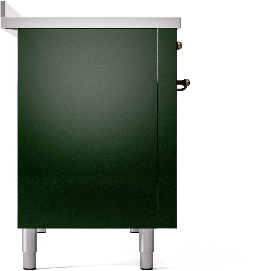 ILVE Nostalgie II 48-Inch Freestanding Electric Induction Range in Emerald Green with Bronze Trim (UPI486NMPEGB)