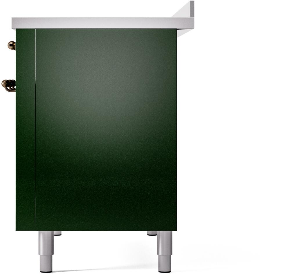 ILVE Nostalgie II 48-Inch Freestanding Electric Induction Range in Emerald Green with Bronze Trim (UPI486NMPEGB)