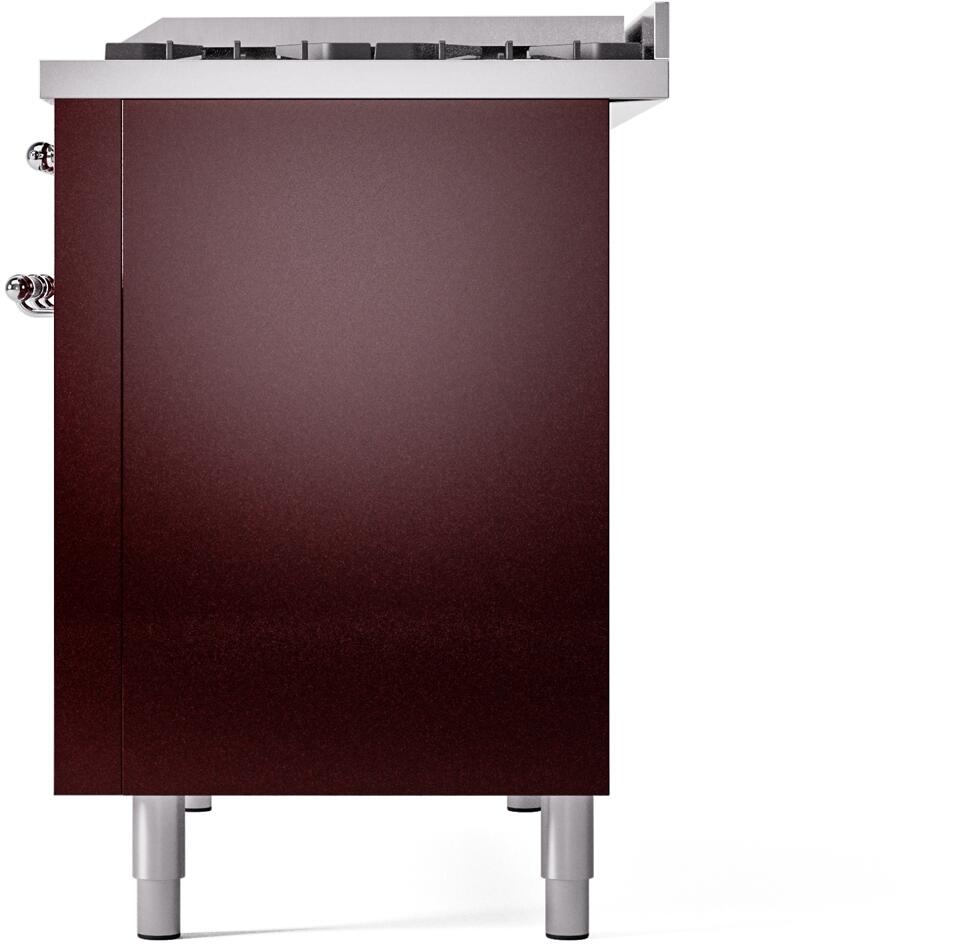 ILVE Nostalgie II 48-Inch Dual Fuel Freestanding Range in Burgundy with Copper Trim (UP48FNMPBUC)