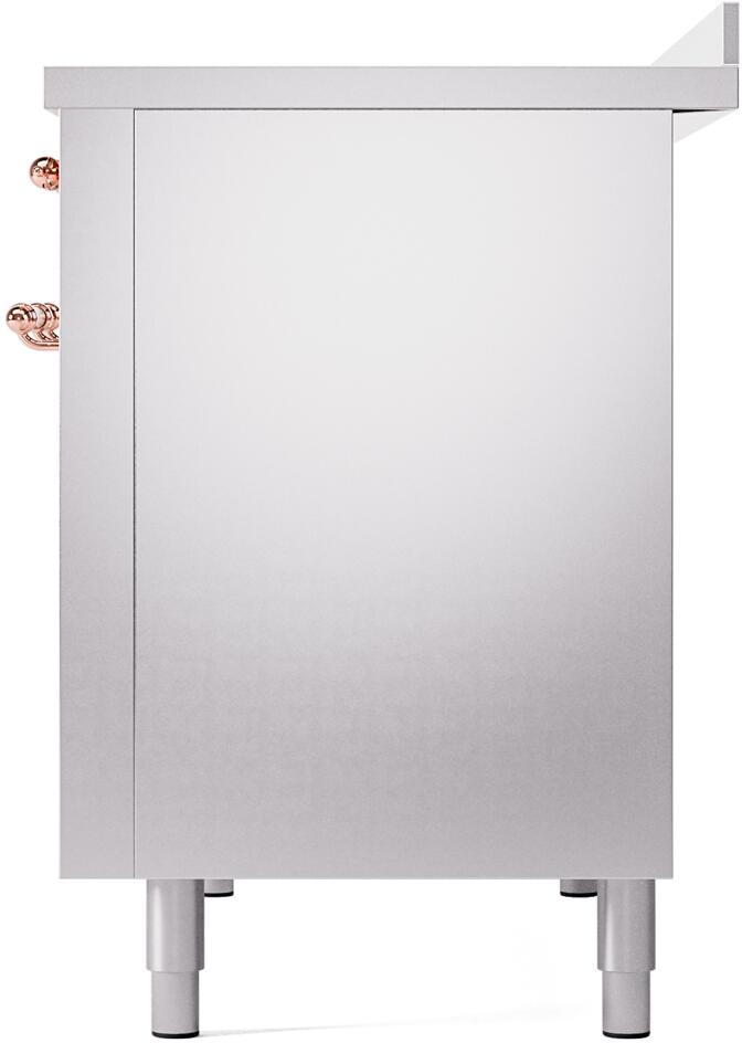 ILVE Nostalgie II 48-Inch Freestanding Electric Induction Range in Stainless Steel with Copper Trim (UPI486NMPSSP)