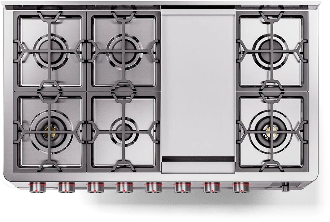 ILVE Panoramagic 48-Inch Freestanding Dual Fuel Range in Stainless Steel (UPM12FDS3SS)