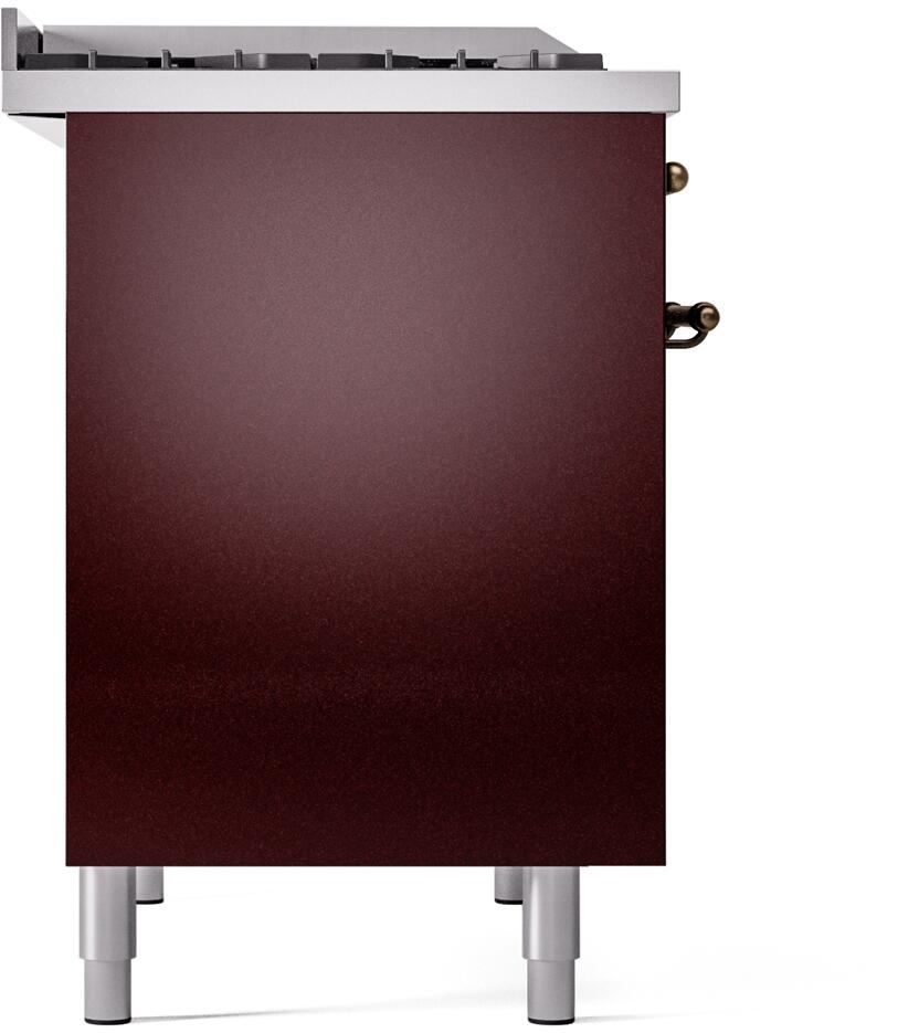 ILVE Nostalgie II 40-Inch Dual Fuel Freestanding Range in Burgundy with Bronze Trim (UPD40FNMPBUB)