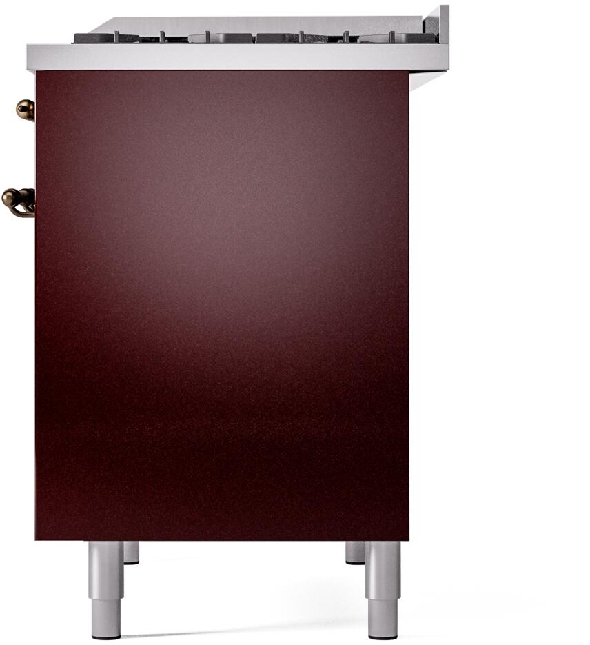 ILVE Nostalgie II 40-Inch Dual Fuel Freestanding Range in Burgundy with Bronze Trim (UPD40FNMPBUB)