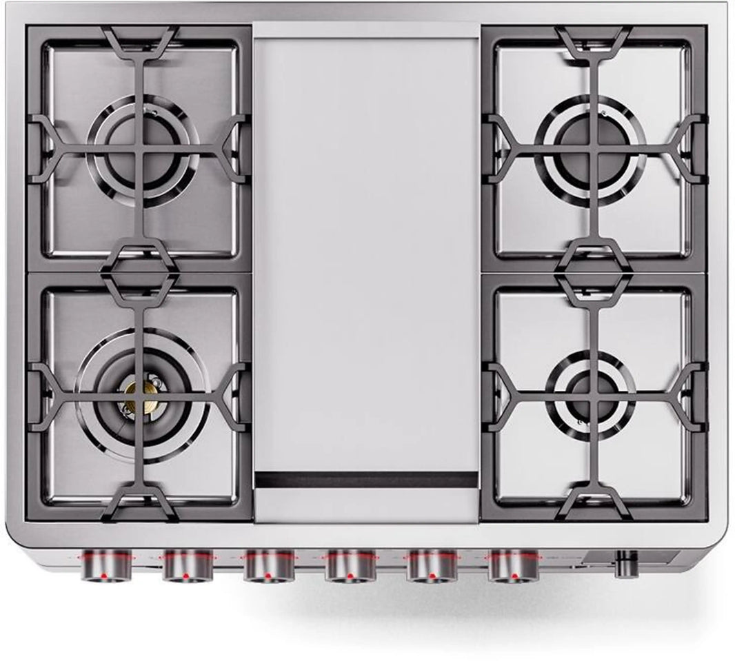 ILVE Panoramagic 36-Inch Freestanding Dual Fuel Range in Stainless Steel (UPM09DFS3SS)