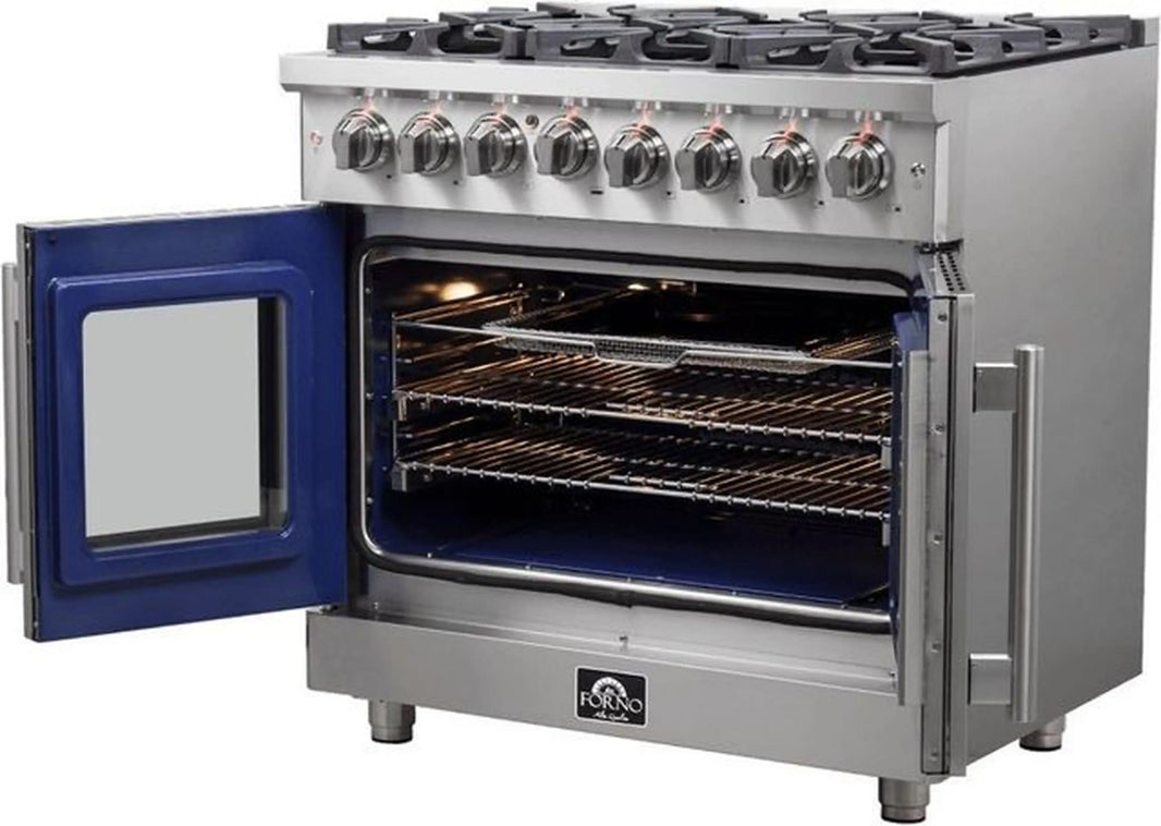 Forno Massimo 36-Inch Freestanding French Door Dual Fuel Range in Stainless Steel (FFSGS6325-36)