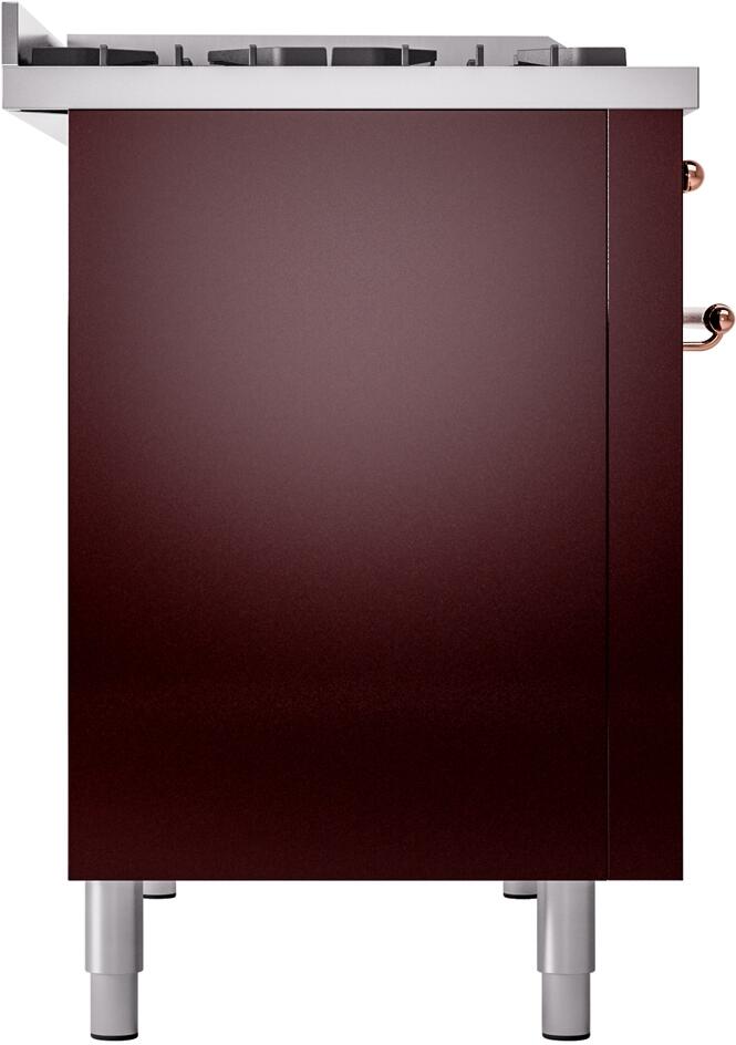 ILVE Nostalgie II 48-Inch Dual Fuel Freestanding Range in Burgundy with Copper Trim (UP48FNMPBUP)