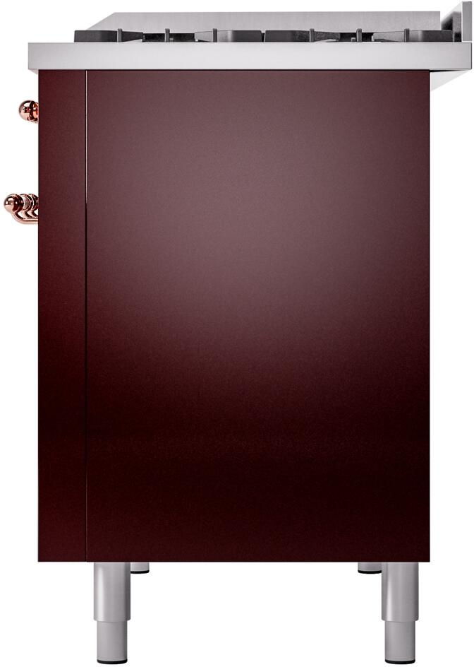 ILVE Nostalgie II 48-Inch Dual Fuel Freestanding Range in Burgundy with Copper Trim (UP48FNMPBUP)