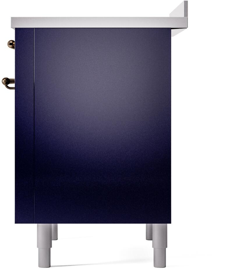 ILVE Nostalgie II 36-Inch Freestanding Electric Induction Range in Midnight Blue with Bronze Trim (UPI366NMPMBB)