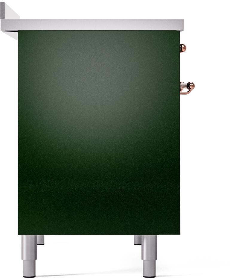 ILVE Nostalgie II 40-Inch Freestanding Electric Induction Range in Emerald Green with Copper Trim (UPDI406NMPEGP)