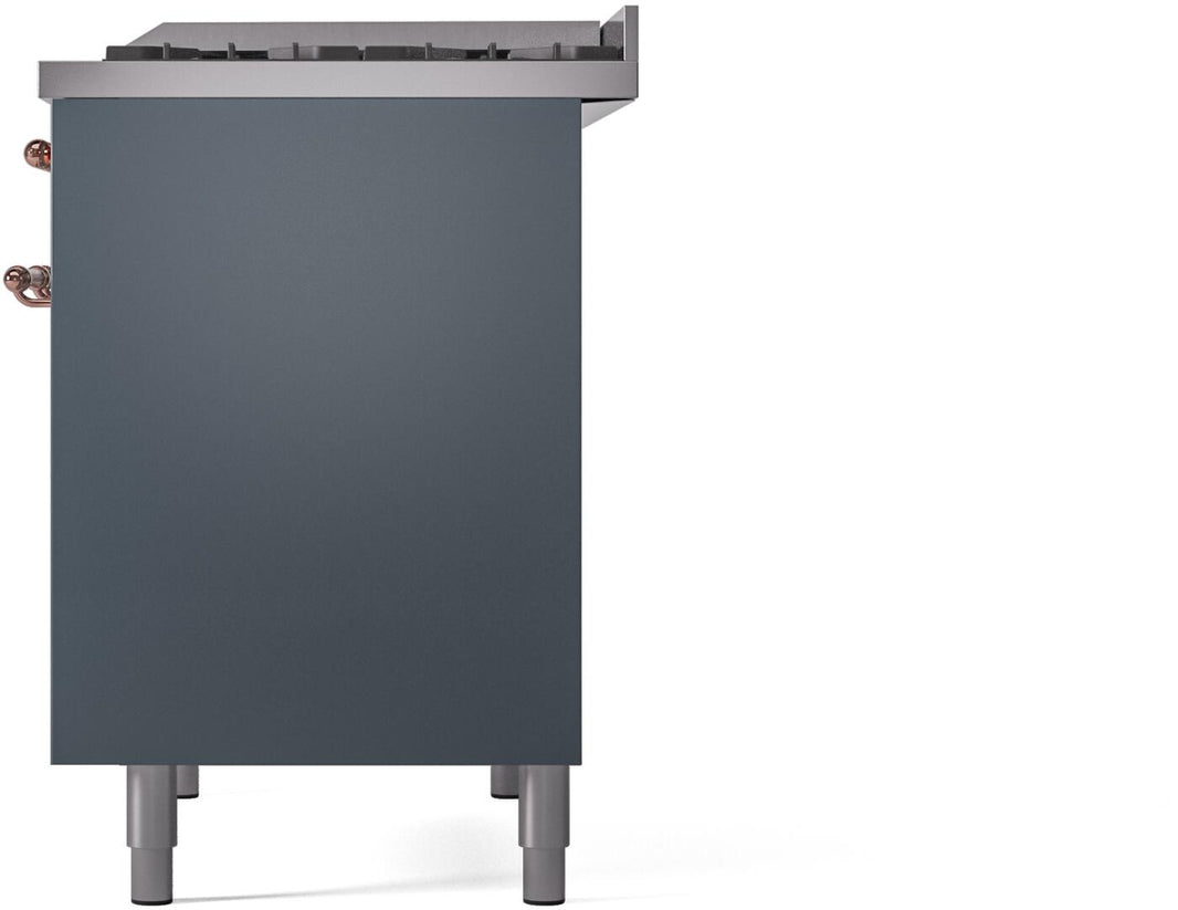 ILVE Nostalgie II 40-Inch Dual Fuel Freestanding Range in Blue Grey with Copper Trim (UPD40FNMPBGP)