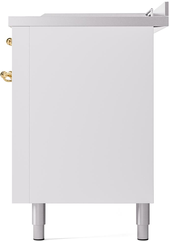 ILVE Nostalgie II 60-Inch Dual Fuel Freestanding Range in White with Brass Trim (UP60FSNMPWHG)