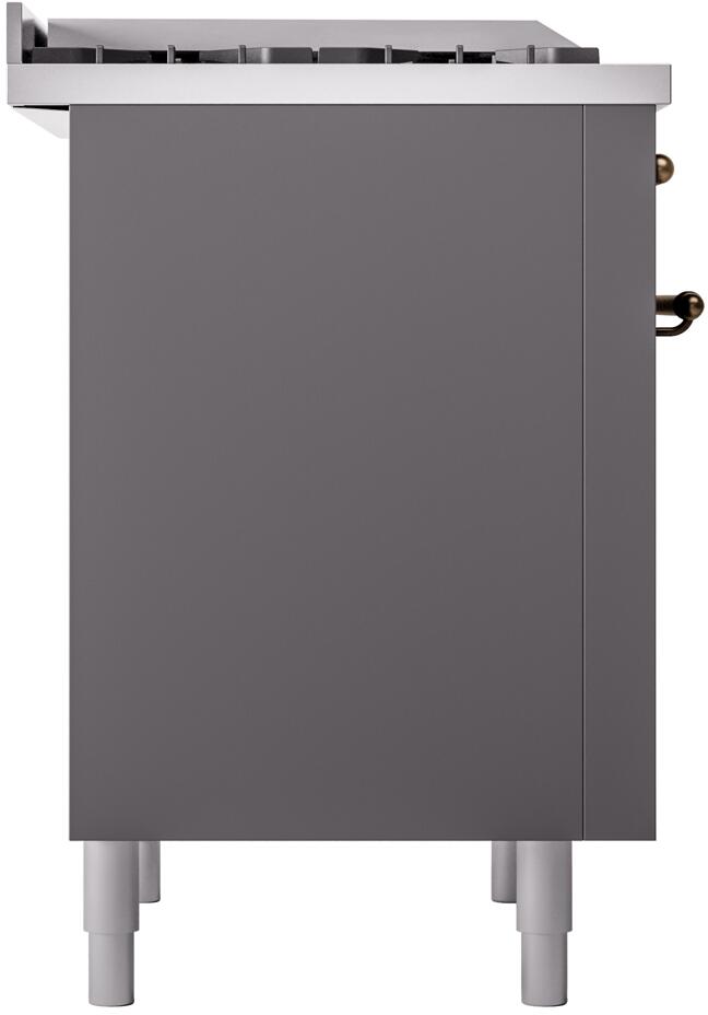 ILVE Nostalgie II 36-Inch Dual Fuel Freestanding Range in Matte Graphite with Bronze Trim (UP36FNMPMGB)