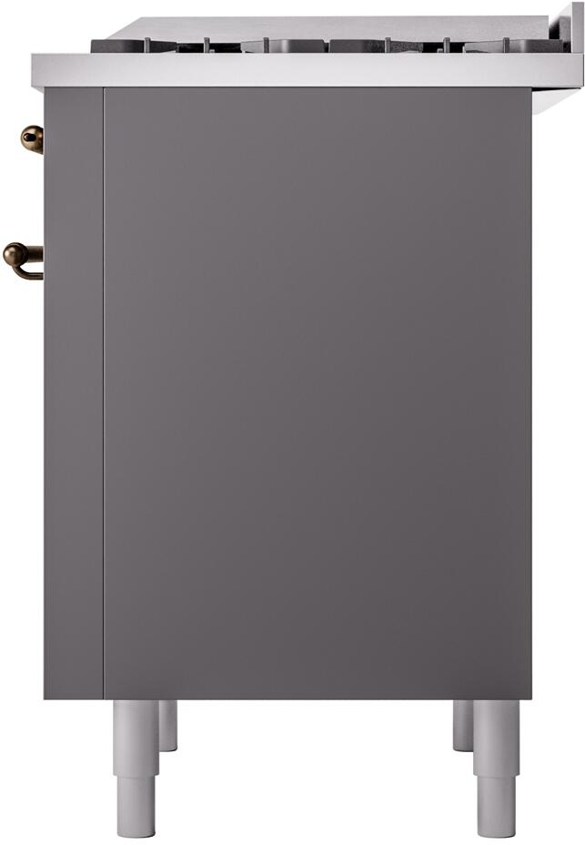 ILVE Nostalgie II 36-Inch Dual Fuel Freestanding Range in Matte Graphite with Bronze Trim (UP36FNMPMGB)