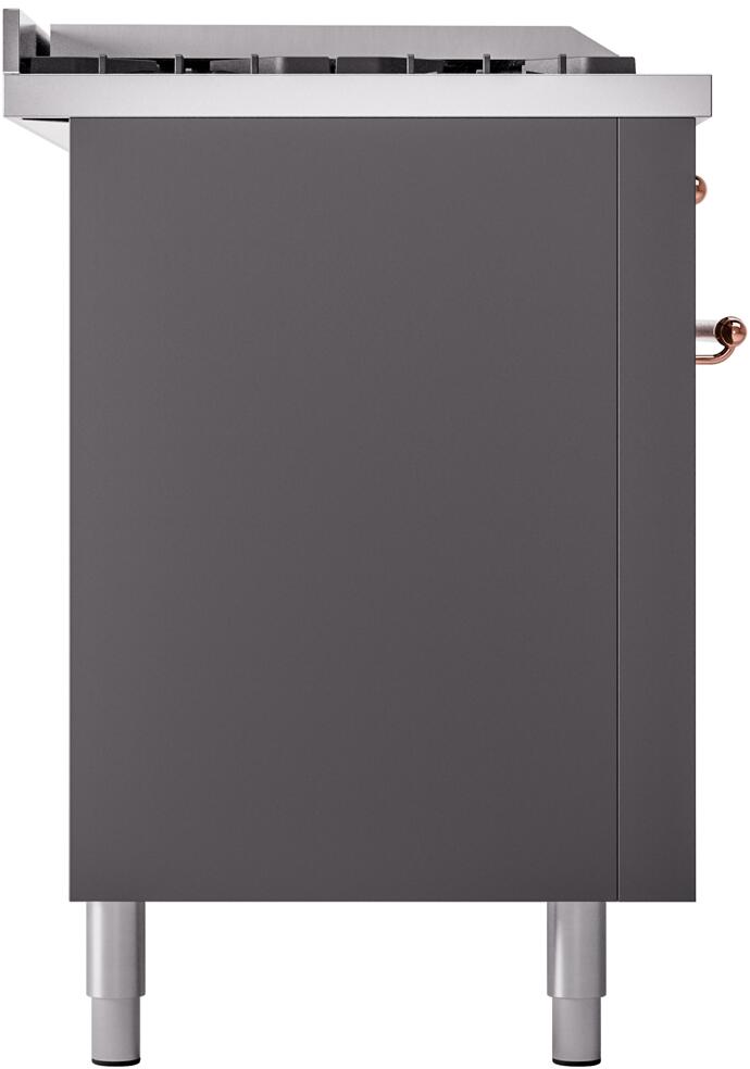 ILVE Nostalgie II 60-Inch Dual Fuel Freestanding Range in Matte Graphite with Copper Trim (UP60FSNMPMGP)