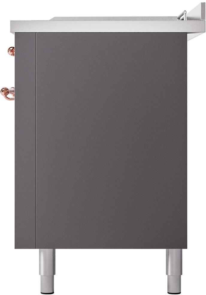 ILVE Nostalgie II 60-Inch Dual Fuel Freestanding Range in Matte Graphite with Copper Trim (UP60FSNMPMGP)